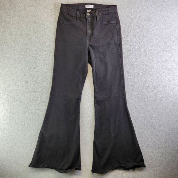 Judy Blue Denim - Judy Blue Jeans Womens 30 Black Super Flare High Rise Boho Retro 70s